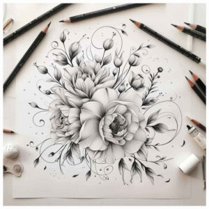 subtle-transitions – tattoo design ideas free ai generated – essential-lines – for-collarbone – Gallery: delicate-flowers-inkby-ai