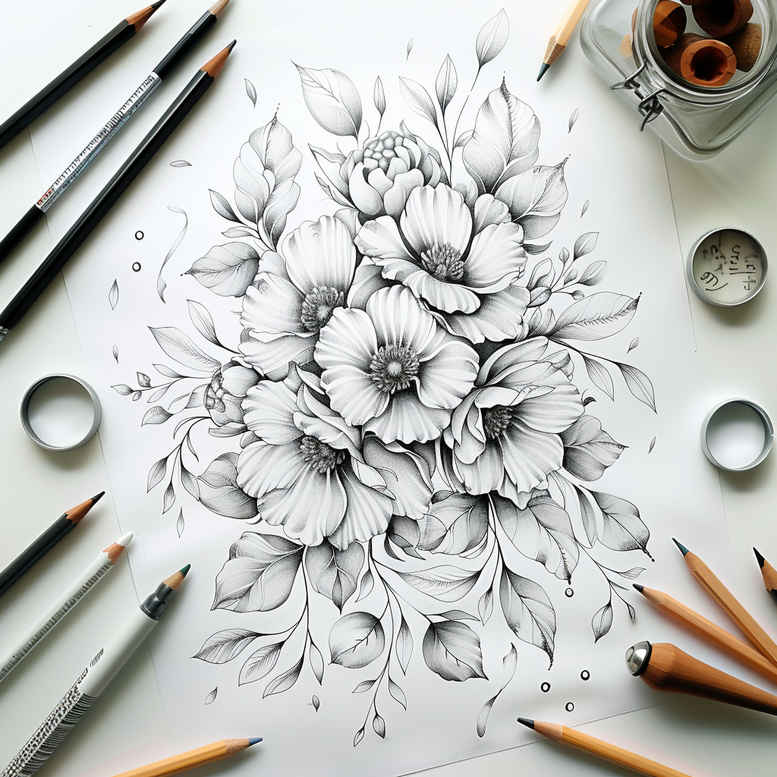delicate-flowers tattoo design ideas tiny tattoo airy composition for shoulder