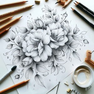 delicate-flowers tattoo design ideas outline only artistic shading shows perseverance