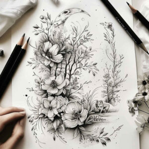 delicate-flowers tattoo design ideas plain blooming for lower back