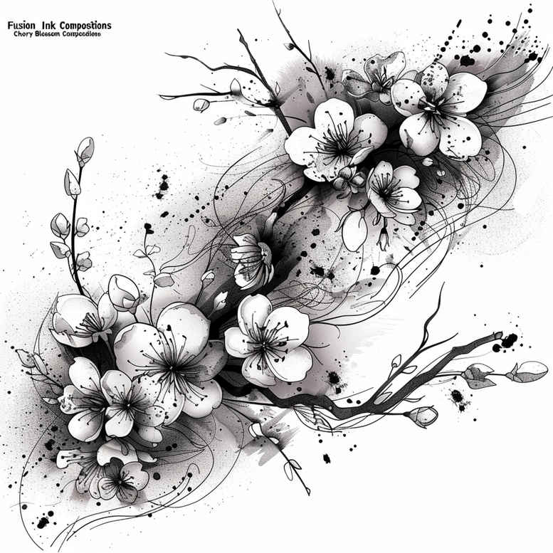 delicate-flowers tattoo design ideas no fill blooming for lower chest