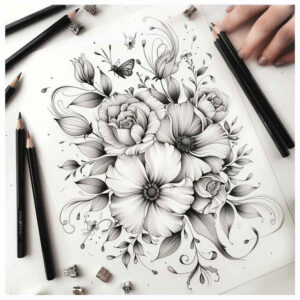 delicate-flowers tattoo design ideas open space blooming represents endurance