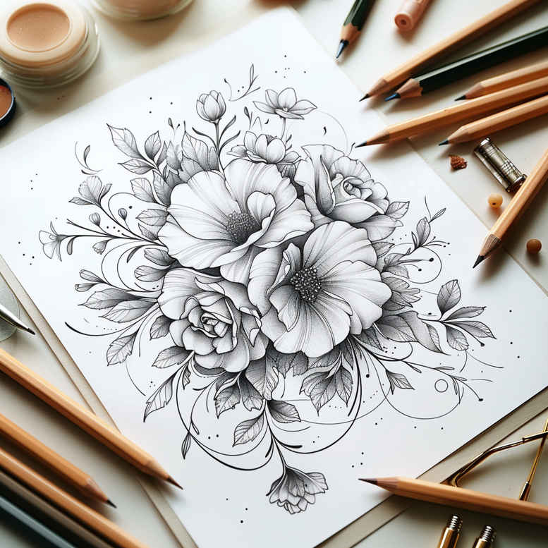 delicate-flowers tattoo design ideas pure design botanical accuracy symbolising perseverance