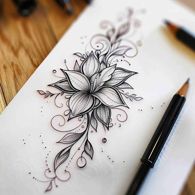 delicate-flowers tattoo design ideas punctual delicate layering for fingers