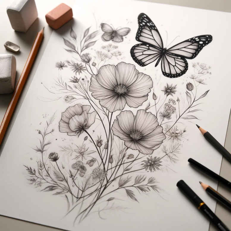 delicate-flowers tattoo design ideas quiet delicate layering for side torso