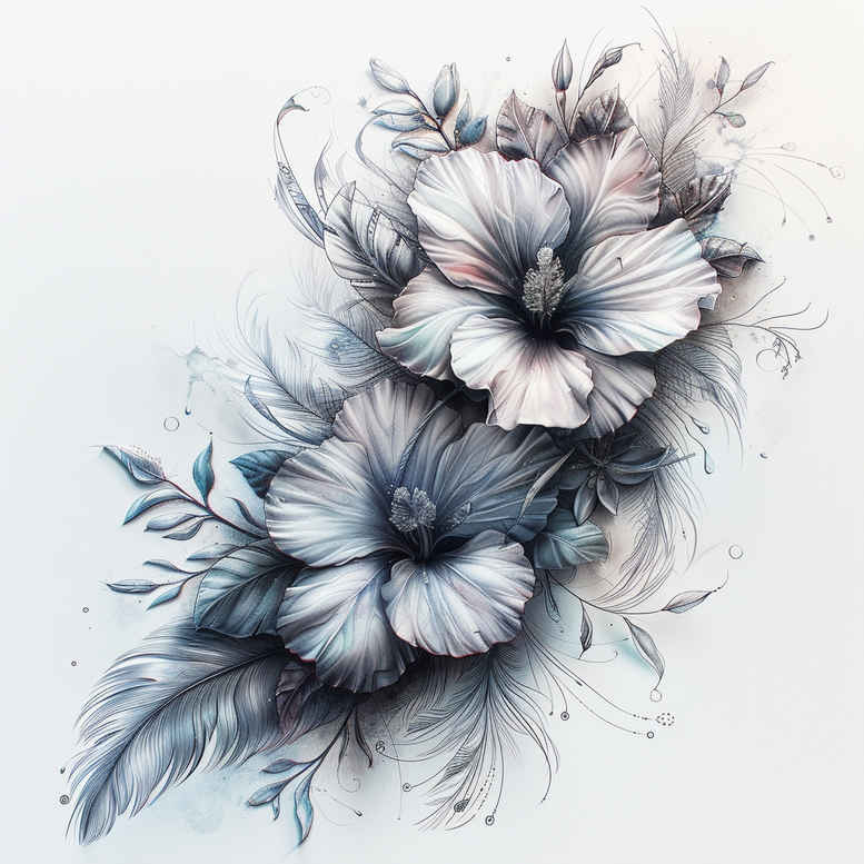 delicate-flowers tattoo design ideas crisp outline delicate stems for chest