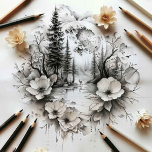 delicate-flowers tattoo design ideas minimalist script delicate stems for elbow