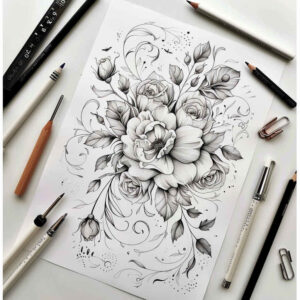 delicate-flowers tattoo design ideas clear-cut detailed blossoms for chest