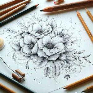 delicate-flowers tattoo design ideas dotwork detailed blossoms for shoulder