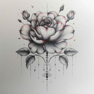 delicate-flowers tattoo design ideas negative space detailed blossoms for temple