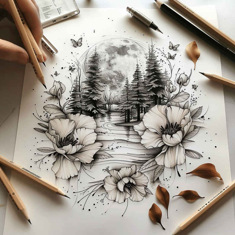 delicate-flowers tattoo design ideas petite detailed blossoms symbol of courage