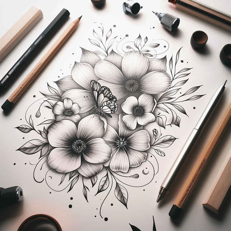 delicate-flowers tattoo design ideas pinprick elegant for lower chest