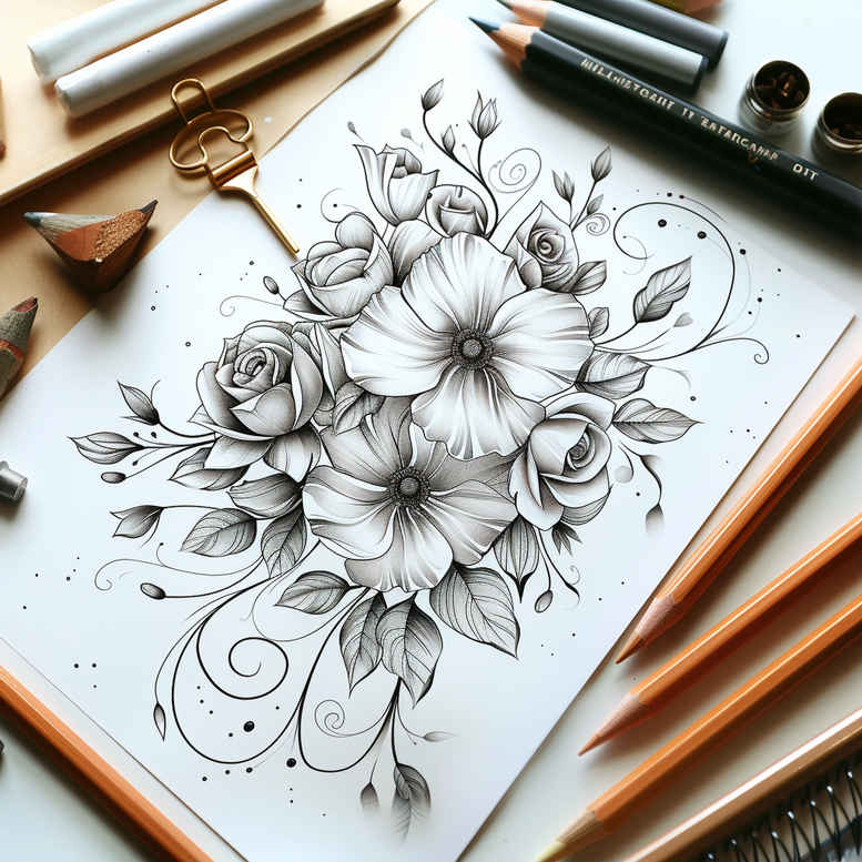 delicate-flowers tattoo design ideas symbol mark fine detail symbol of determination