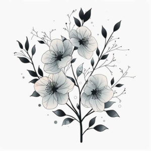 delicate-flowers tattoo design ideas no background fine linework for abdomen