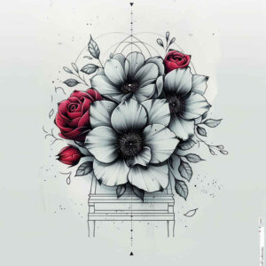 delicate-flowers tattoo design ideas minimalist fine linework for lower leg