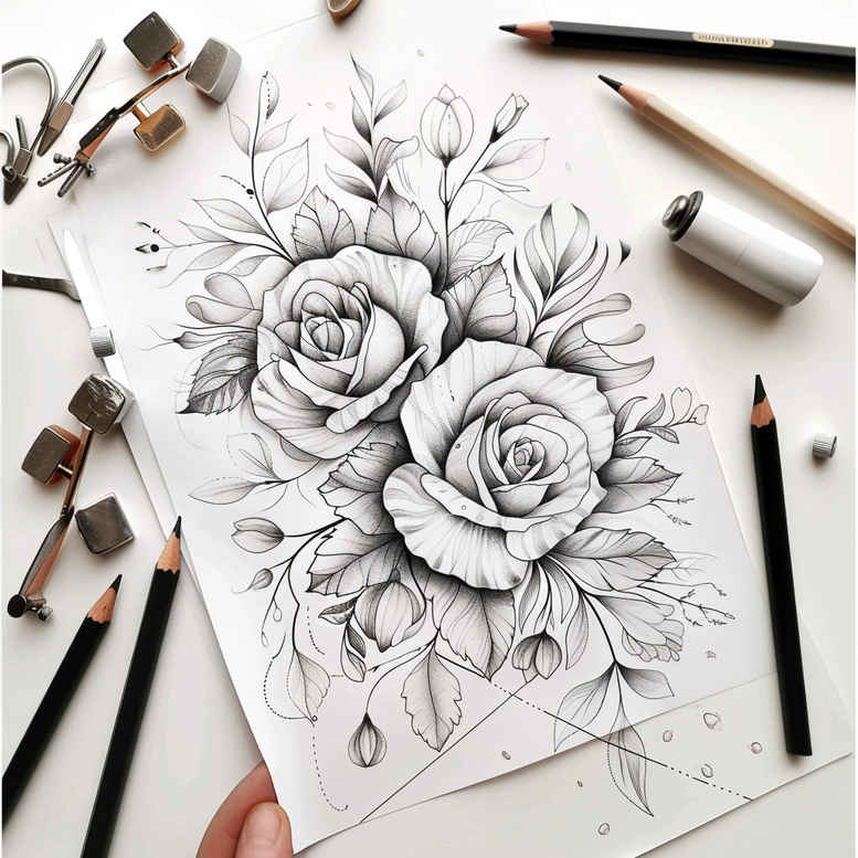 delicate-flowers tattoo design ideas minimal texture floral motifs for triceps