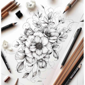 delicate-flowers tattoo design ideas clear-cut flowing lines stands for endurance