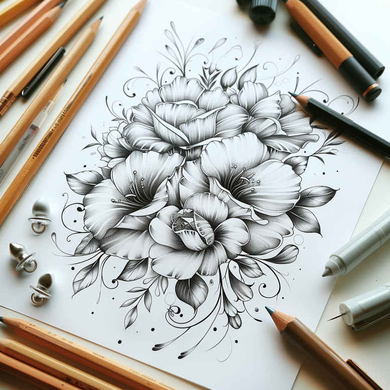 delicate-flowers tattoo design ideas compact gentle textures for hip