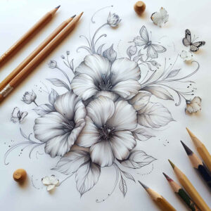 delicate-flowers tattoo design ideas abstract gentle textures for thigh