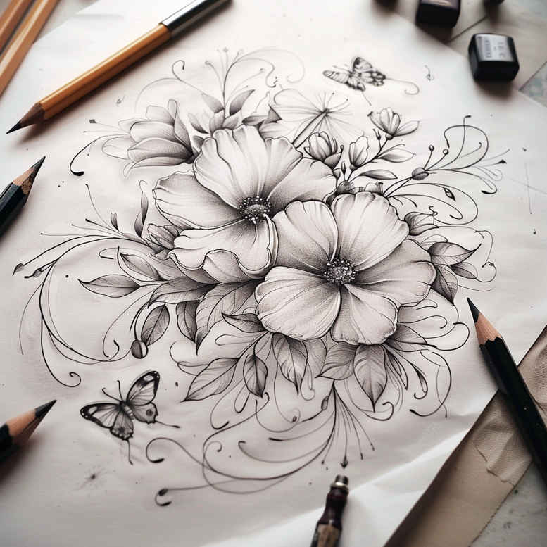 delicate-flowers tattoo design ideas elegant gentle textures shows determination