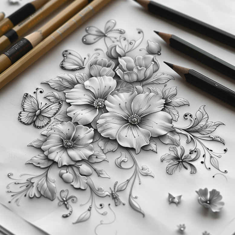 delicate-flowers tattoo design ideas pure motif graceful for behind ear