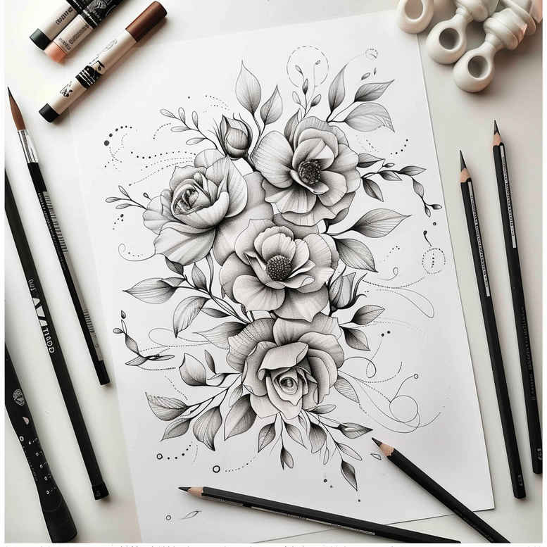 delicate-flowers tattoo design ideas discreet graceful for behind ear
