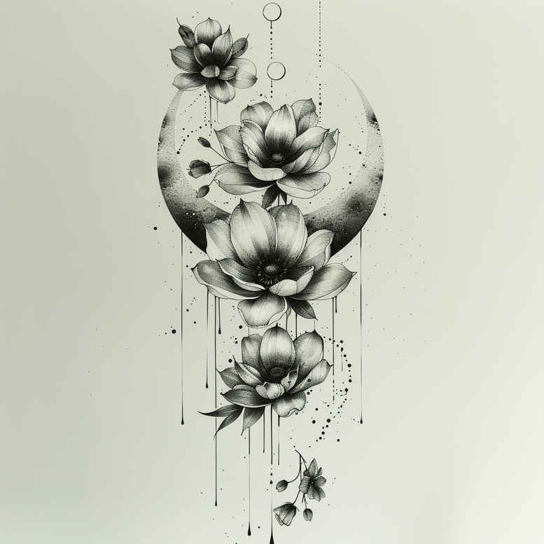 delicate-flowers tattoo design ideas no excess harmonious for foot