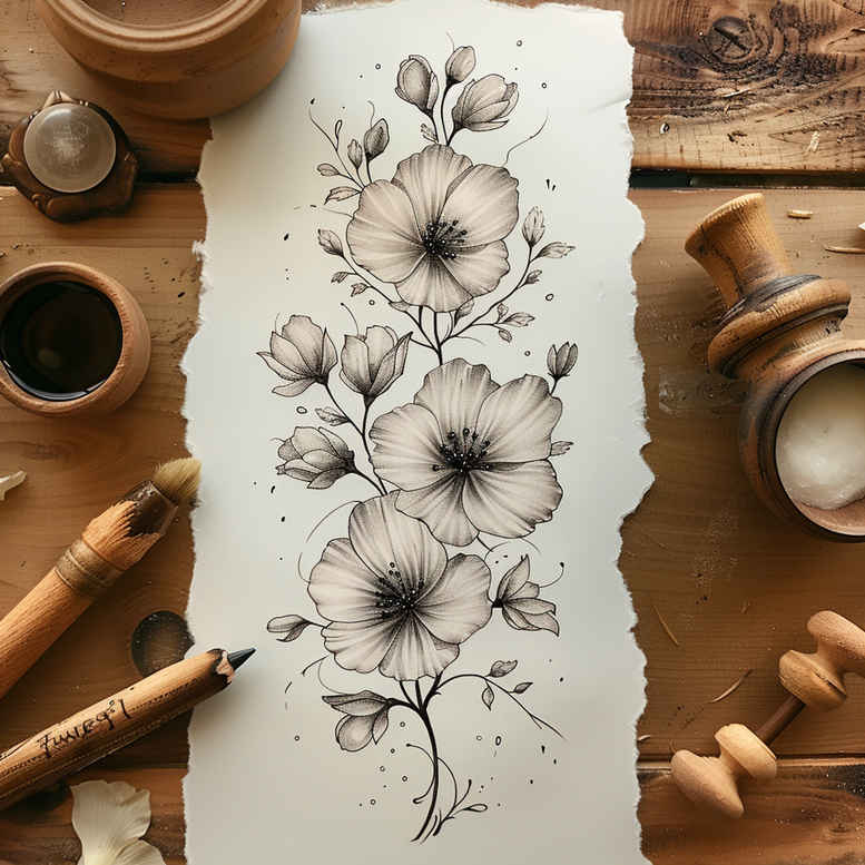 delicate-flowers tattoo design ideas dainty intricate details symbolising determination