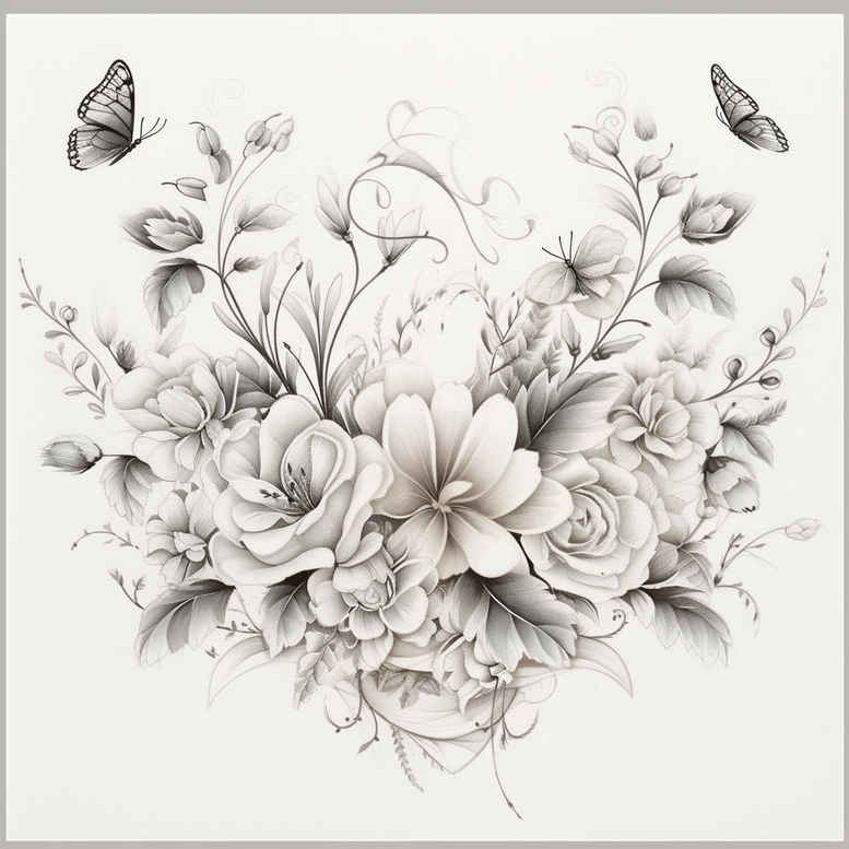 delicate-flowers tattoo design ideas mini geometry light contrast for lower chest