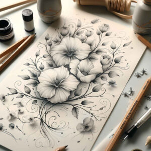 delicate-flowers tattoo design ideas bare light contrast for temple