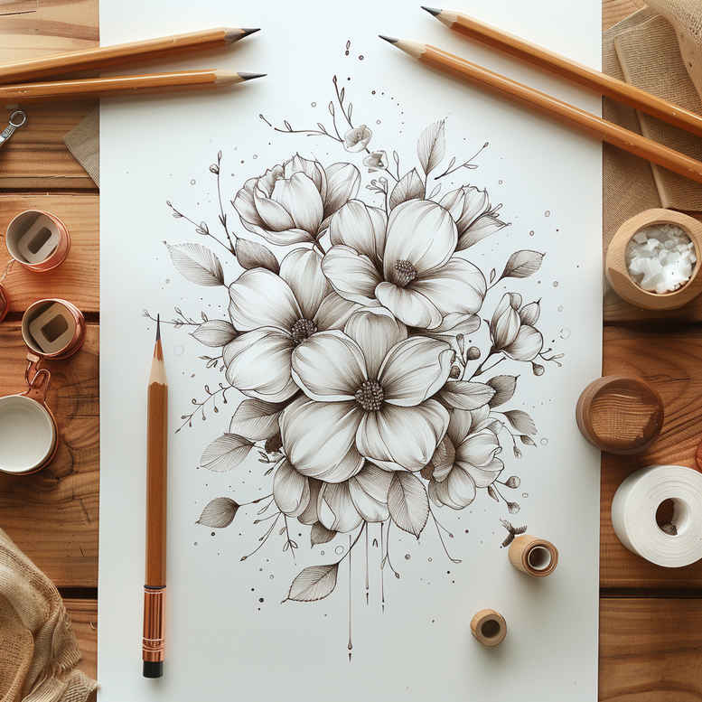 delicate-flowers tattoo design ideas unadorned light contrast for upper arm