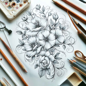 delicate-flowers tattoo design ideas ultra-thin light contrast shows endurance