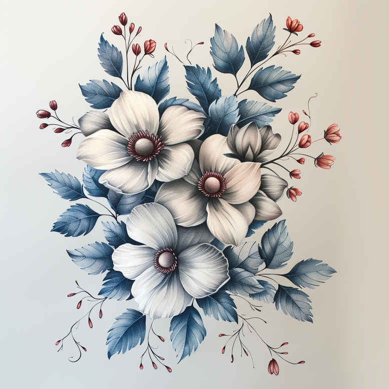 delicate-flowers tattoo design ideas unembellished light contrast symbolising courage