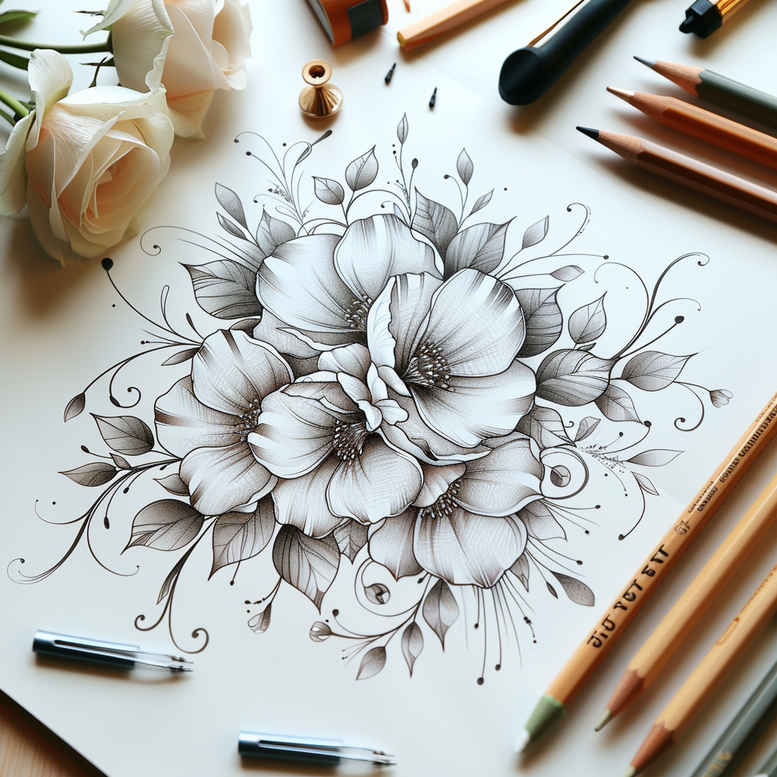 delicate-flowers tattoo design ideas precise light gradients for foot