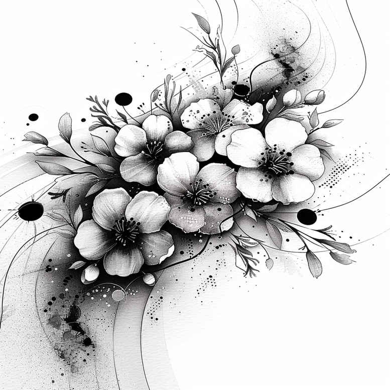 delicate-flowers tattoo design ideas outline only light gradients represents courage