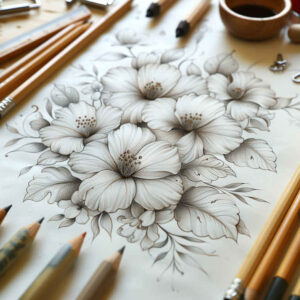 delicate-flowers tattoo design ideas no shading minimalist for knee