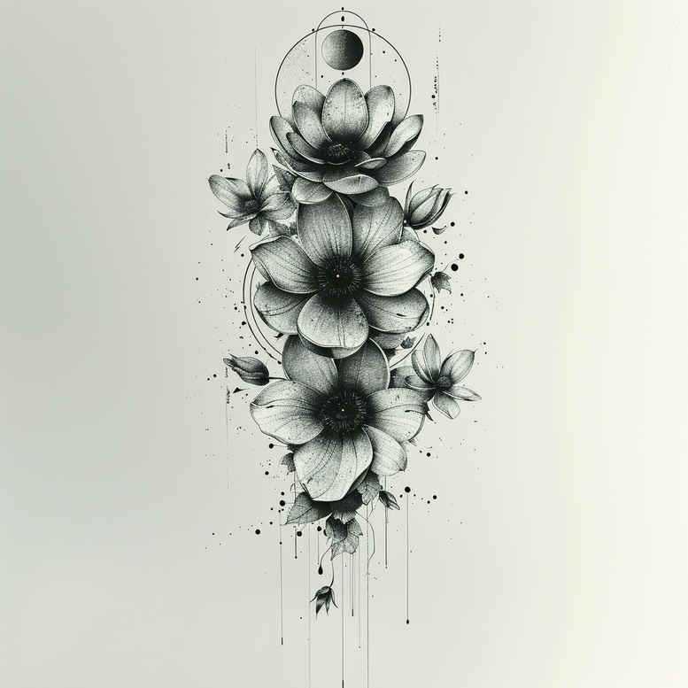 delicate-flowers tattoo design ideas symbol mark natural curves for chest