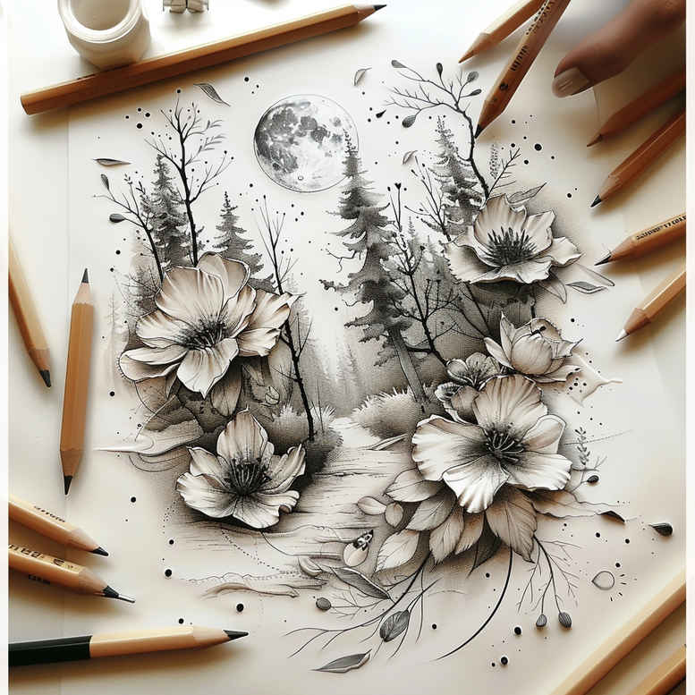 delicate-flowers tattoo design ideas minimalist natural curves for elbow