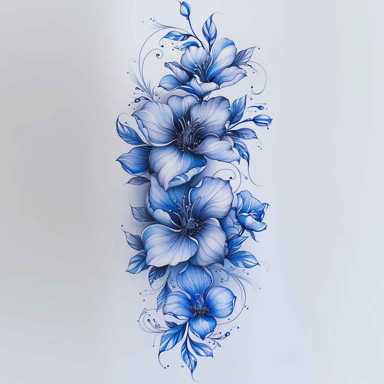 delicate-flowers tattoo design ideas concise natural curves for neck