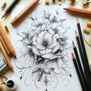 delicate-flowers tattoo design ideas symbol mark natural curves for shoulder blade