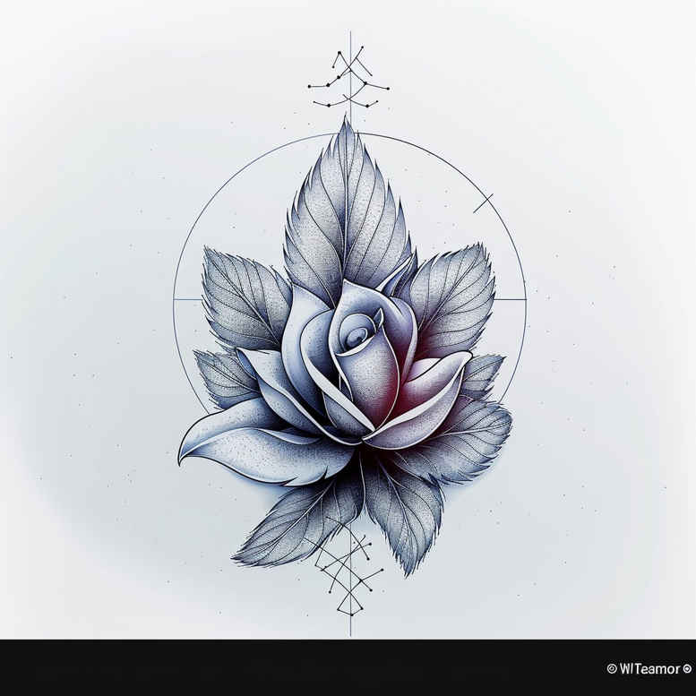 Lotus, mandala, circle, petals; blue-grey shading; tattoo design idea; not a cover-up.