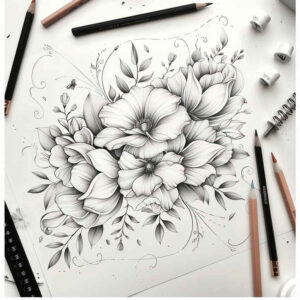 delicate-flowers tattoo design ideas pure shape naturalistic for outer arm
