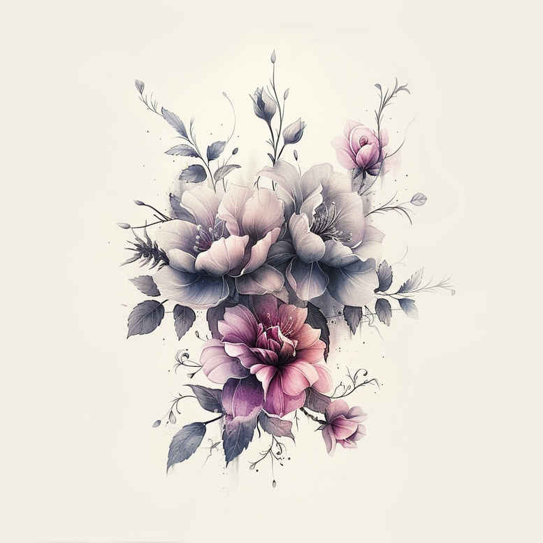 delicate-flowers tattoo design ideas clean stroke organic shapes determination and power