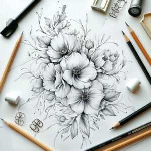 delicate-flowers tattoo design ideas tiny tattoo organic shapes for side