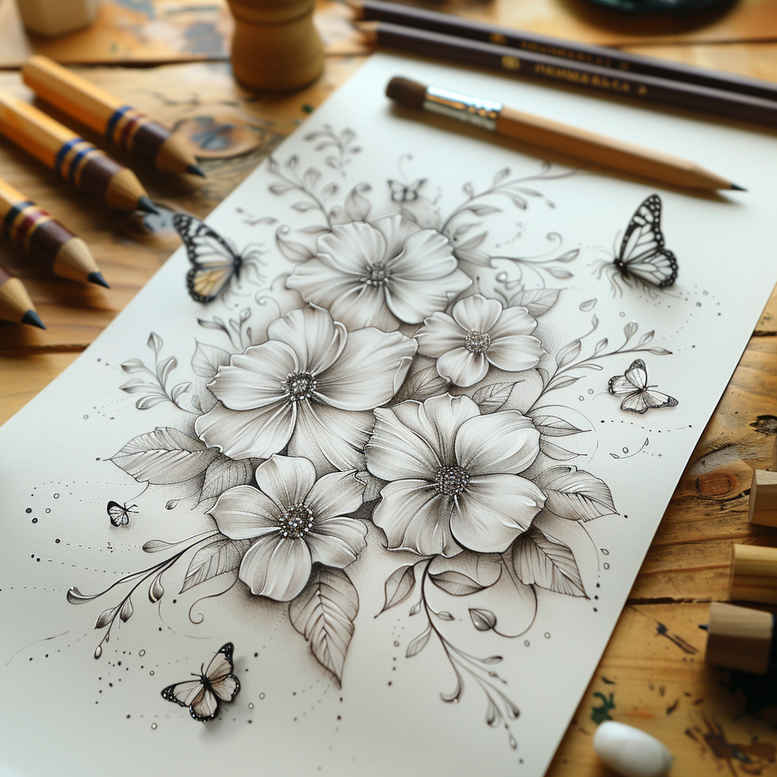 delicate-flowers tattoo design ideas pristine ornamental determination and power