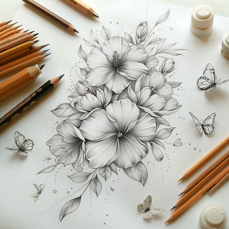 delicate-flowers tattoo design ideas simple dot ornamental for hand
