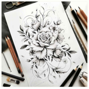 delicate-flowers tattoo design ideas single dot ornamental for temple