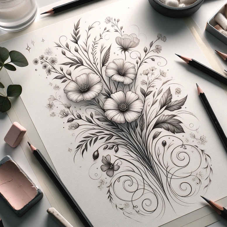 delicate-flowers tattoo design ideas compact ornamental strength and power