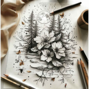 delicate-flowers tattoo design ideas lightweight pastel hues for lower leg