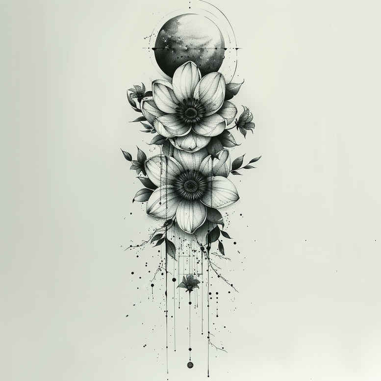 delicate-flowers tattoo design ideas micro line pastel hues for neck